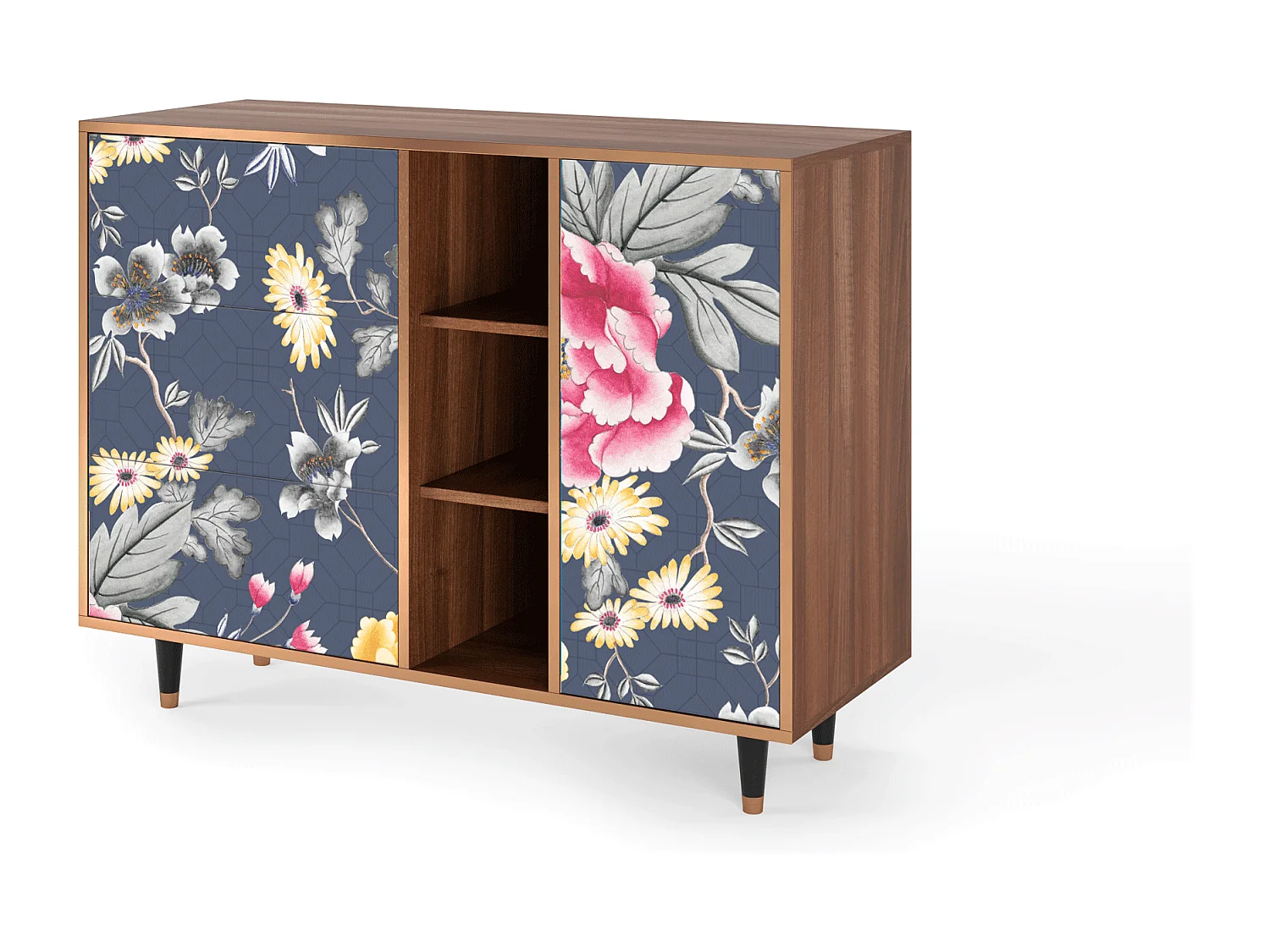 Credenza - 125x98x48 cm - BS2 - Dark Flower Bed, Noce