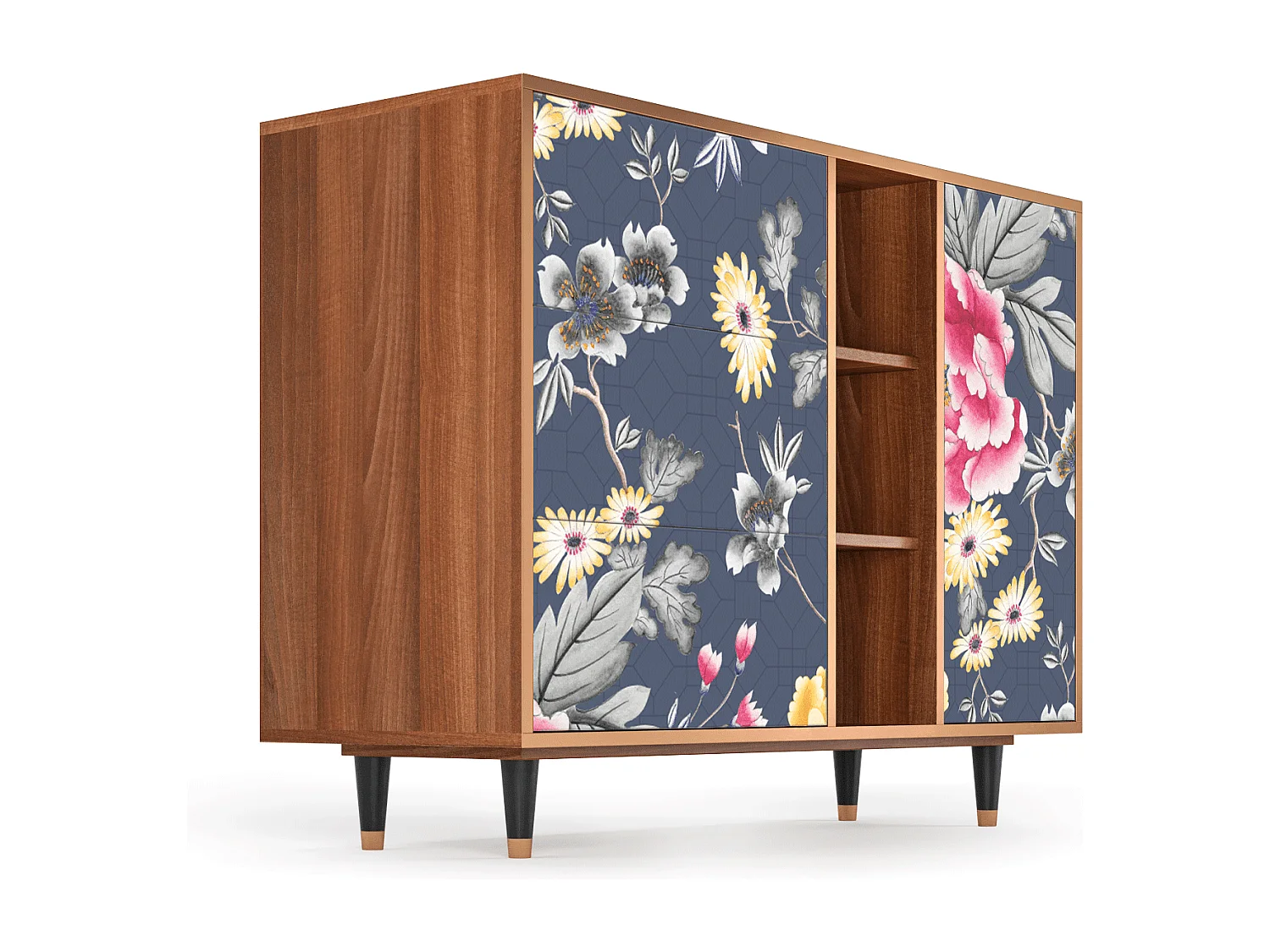 Credenza - 125x98x48 cm - BS2 - Dark Flower Bed, Noce