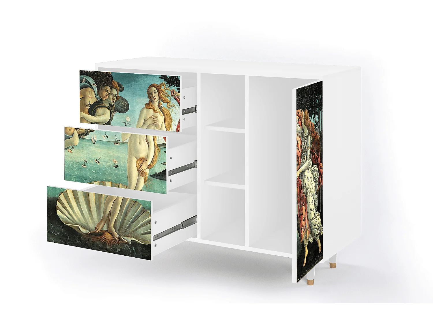 Buffet - 125x98x48 cm - BS2 - The Birth of Venus, Blanc