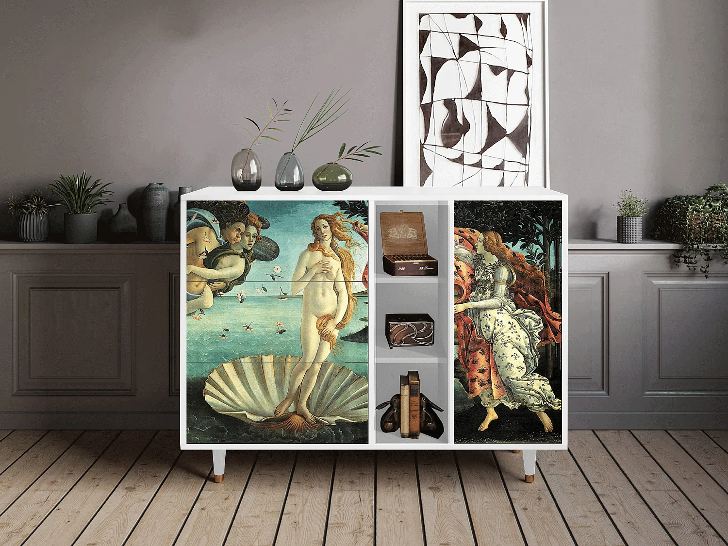 Buffet - 125x98x48 cm - BS2 - The Birth of Venus, Blanc