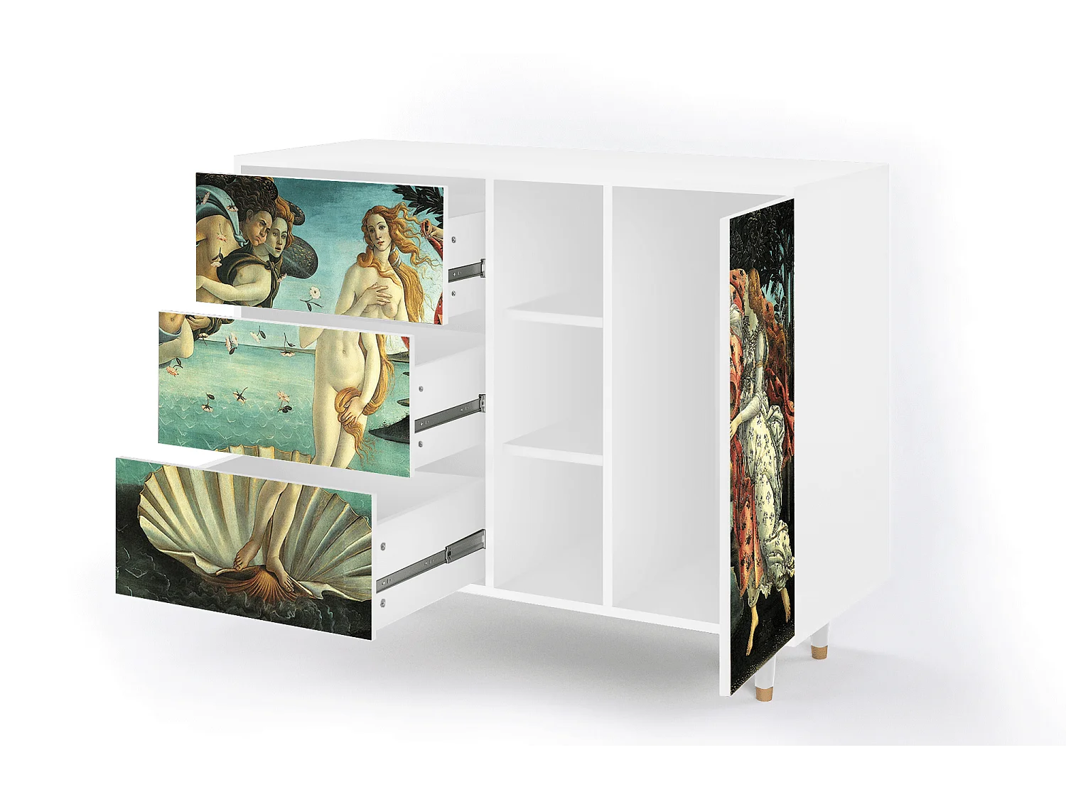 Buffet - 125x98x48 cm - BS2 - The Birth of Venus, Blanc