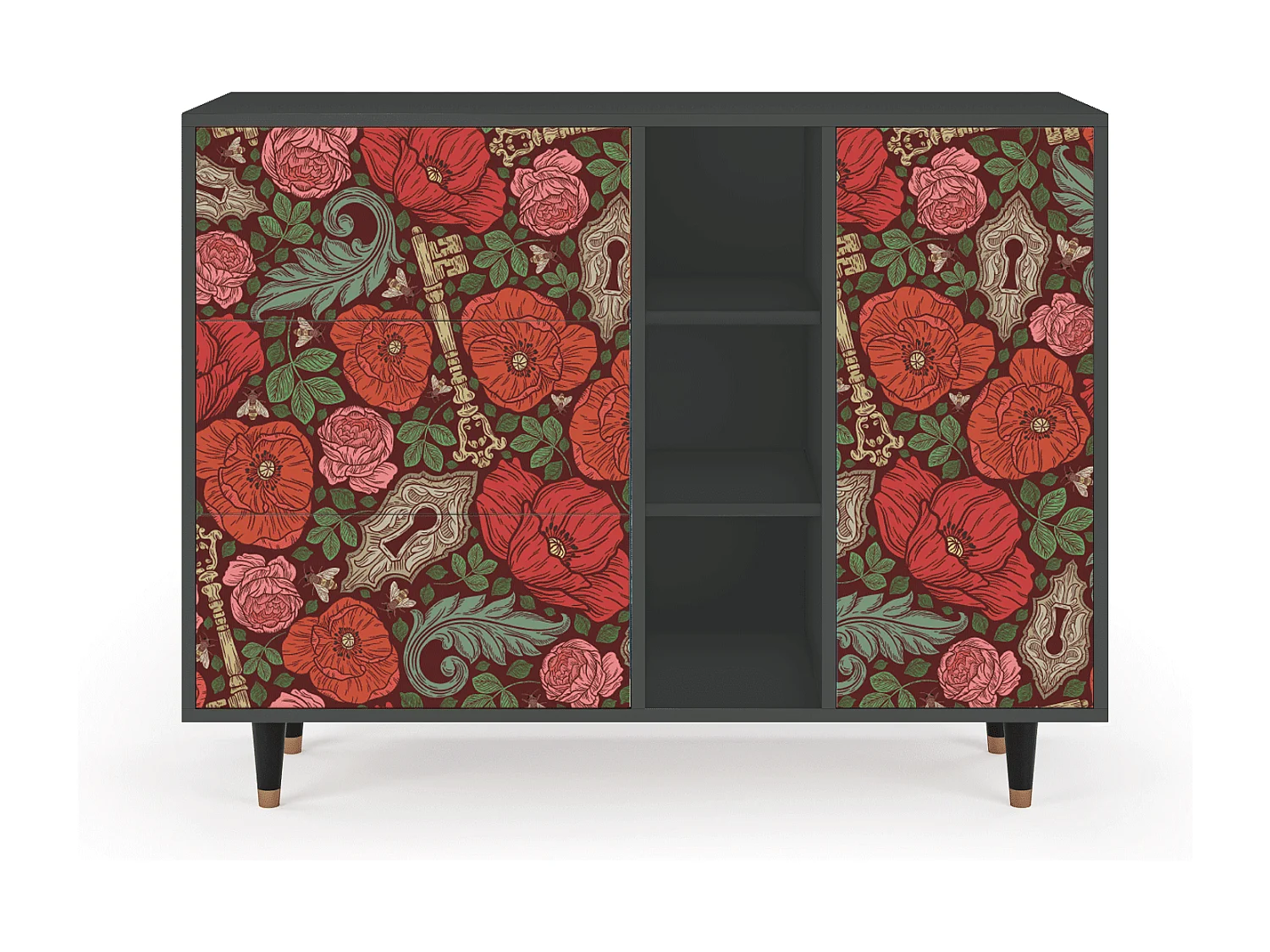 Sideboard - 125x98x48 cm - BS2 - Poppy Garden, Anthrazit