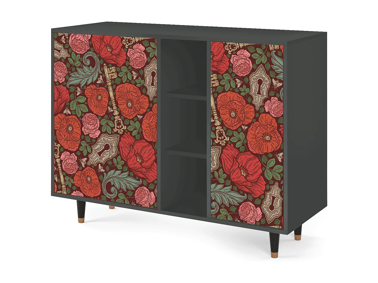 Sideboard - 125x98x48 cm - BS2 - Poppy Garden, Anthrazit
