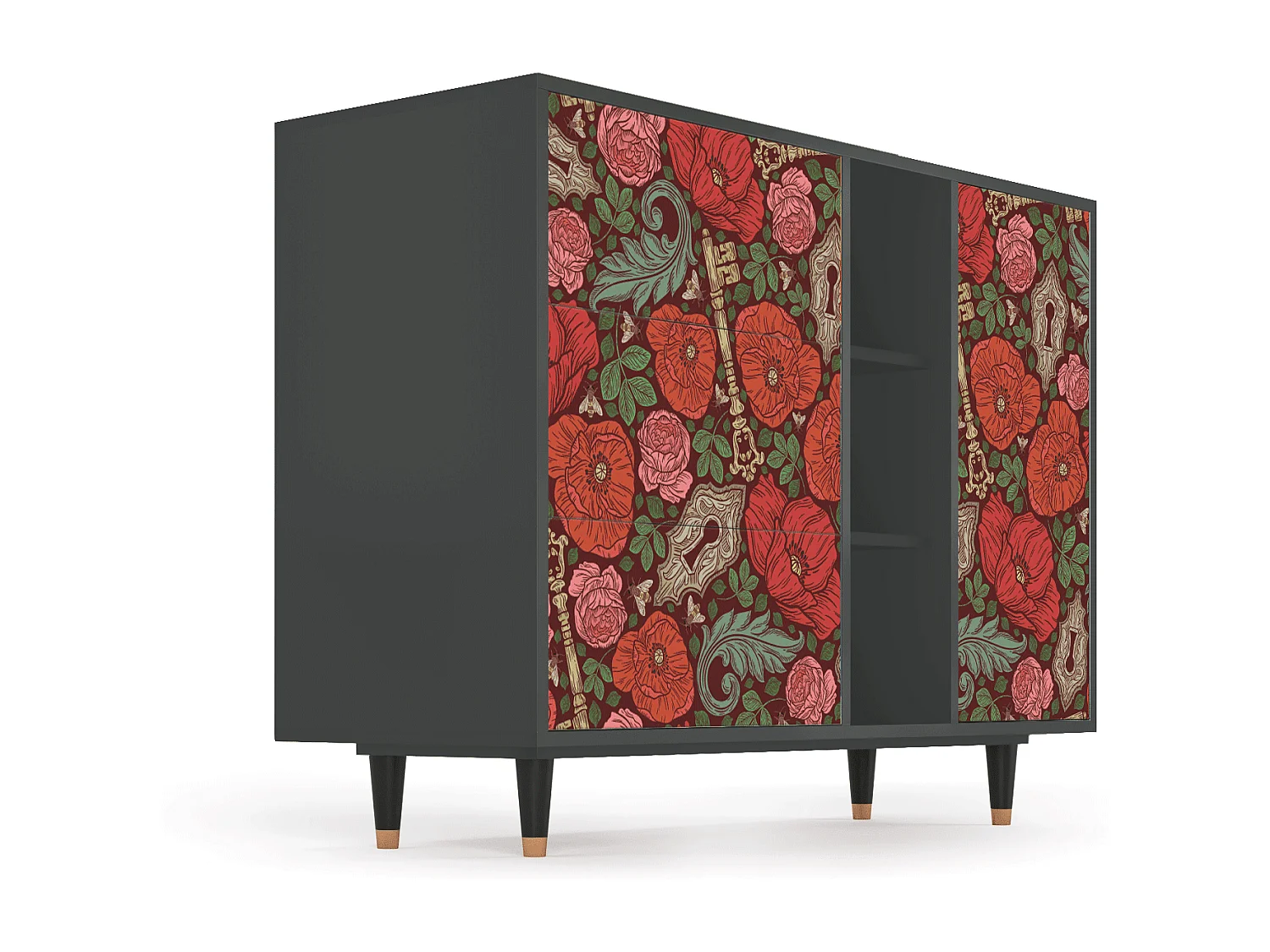 Sideboard - 125x98x48 cm - BS2 - Poppy Garden, Anthrazit