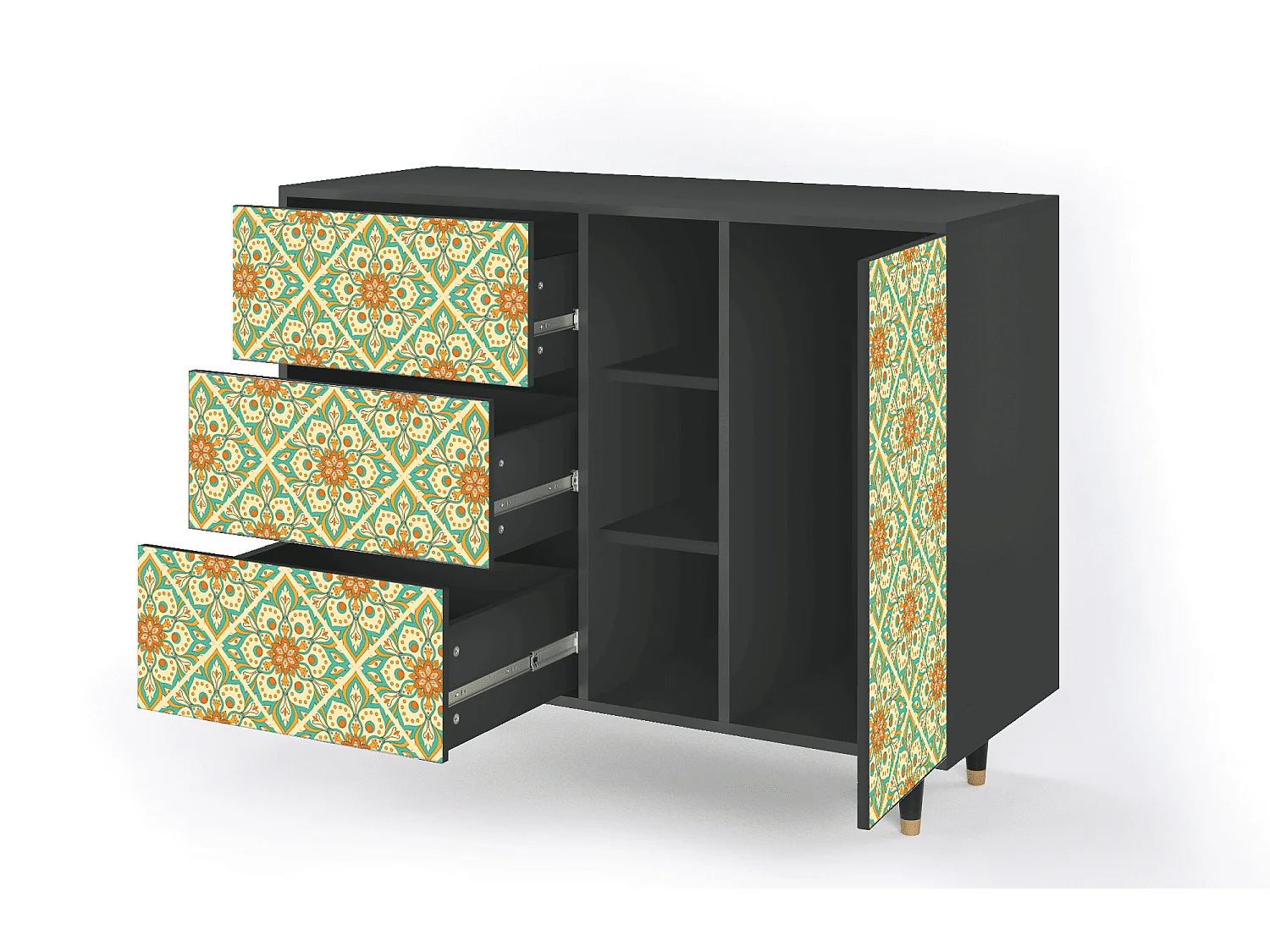 Buffet - 125x98x48 cm - BS2 - Hindu Daisy, Anthracite