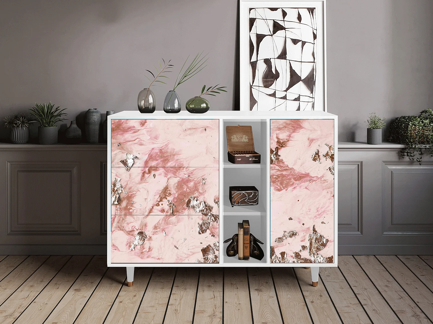 Aparador - 125x98x48 cm - BS2 - Cotton Candy, Branco