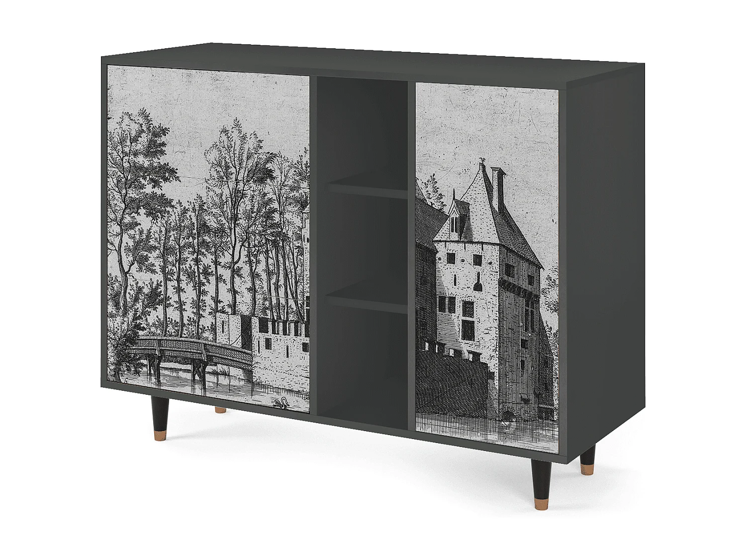 Credenza - 125x98x48 cm - BS2 - Castle with Bridge, Antracite