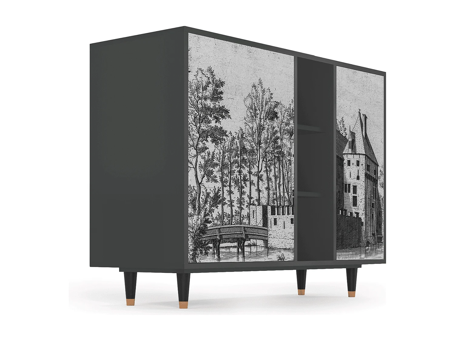 Buffet - 125x98x48 cm - BS2 - Castle with Bridge, Anthracite