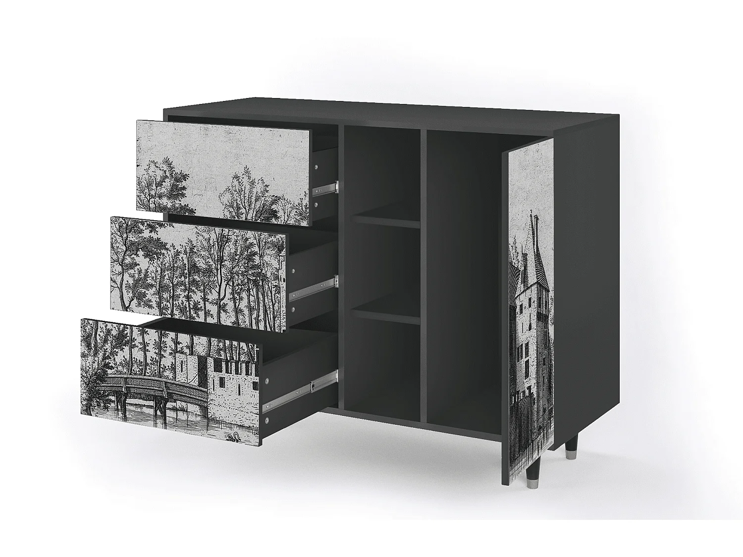 Buffet - 125x98x48 cm - BS2 - Castle with Bridge, Anthracite