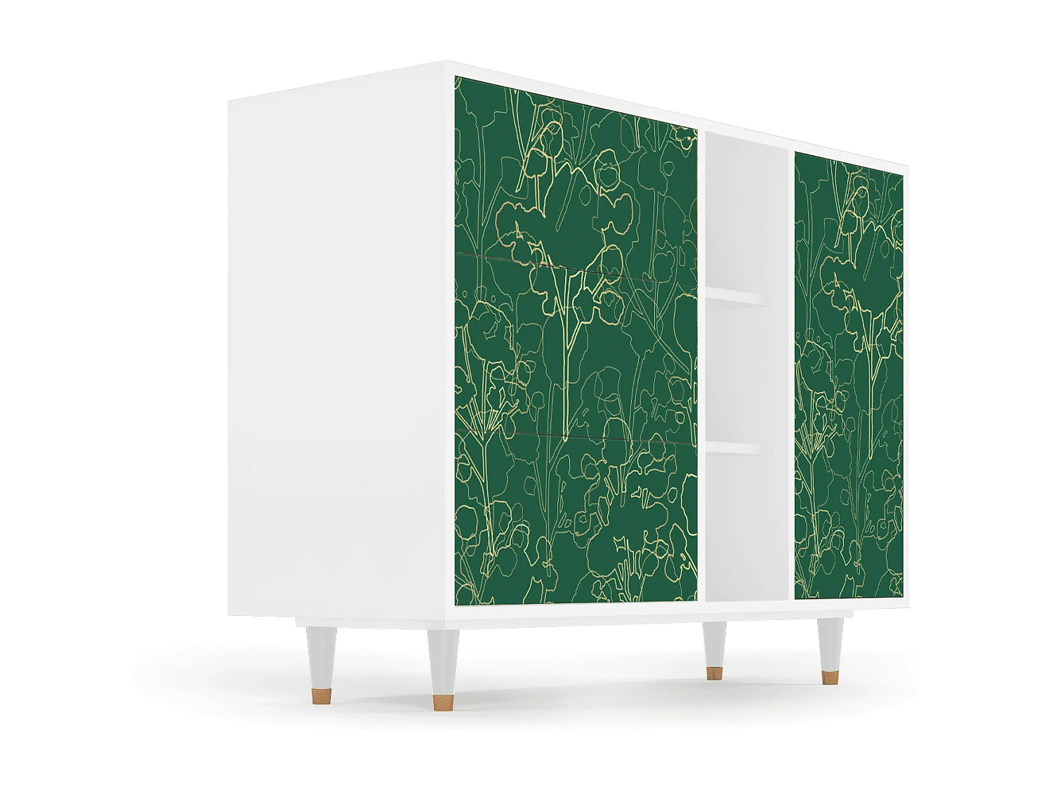 Aparador - 125x98x48 cm - BS2 - Emerald Forest, Blanco