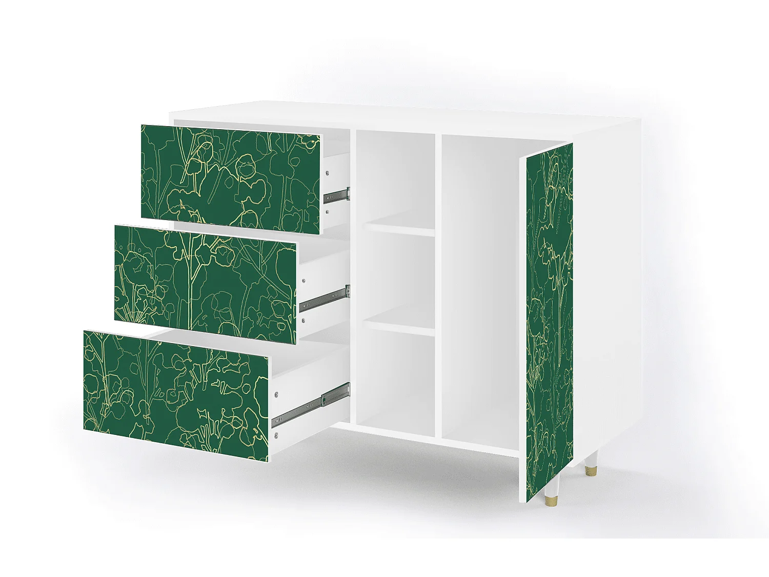 Aparador - 125x98x48 cm - BS2 - Emerald Forest, Blanco