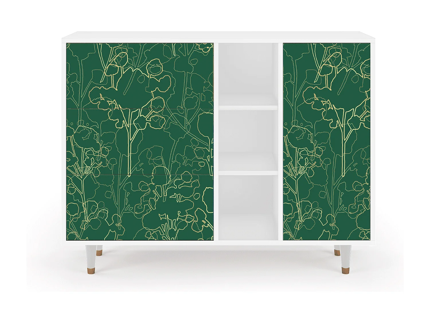 Sideboard - 125x98x48 cm - BS2 - Emerald Forest, Weiß