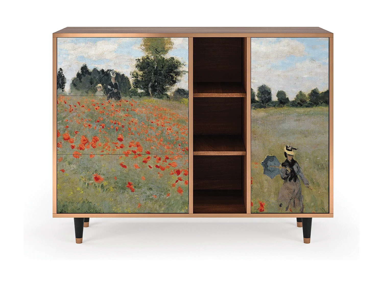 Dressoir - 125x98x48 cm - BS2 - The Poppy Field   , Walnoot