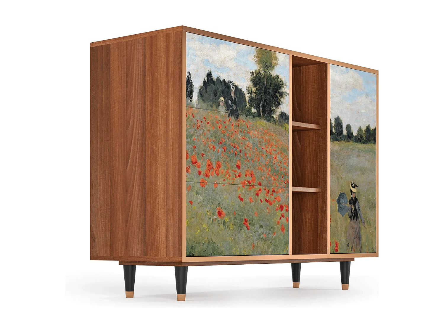 Dressoir - 125x98x48 cm - BS2 - The Poppy Field   , Walnoot