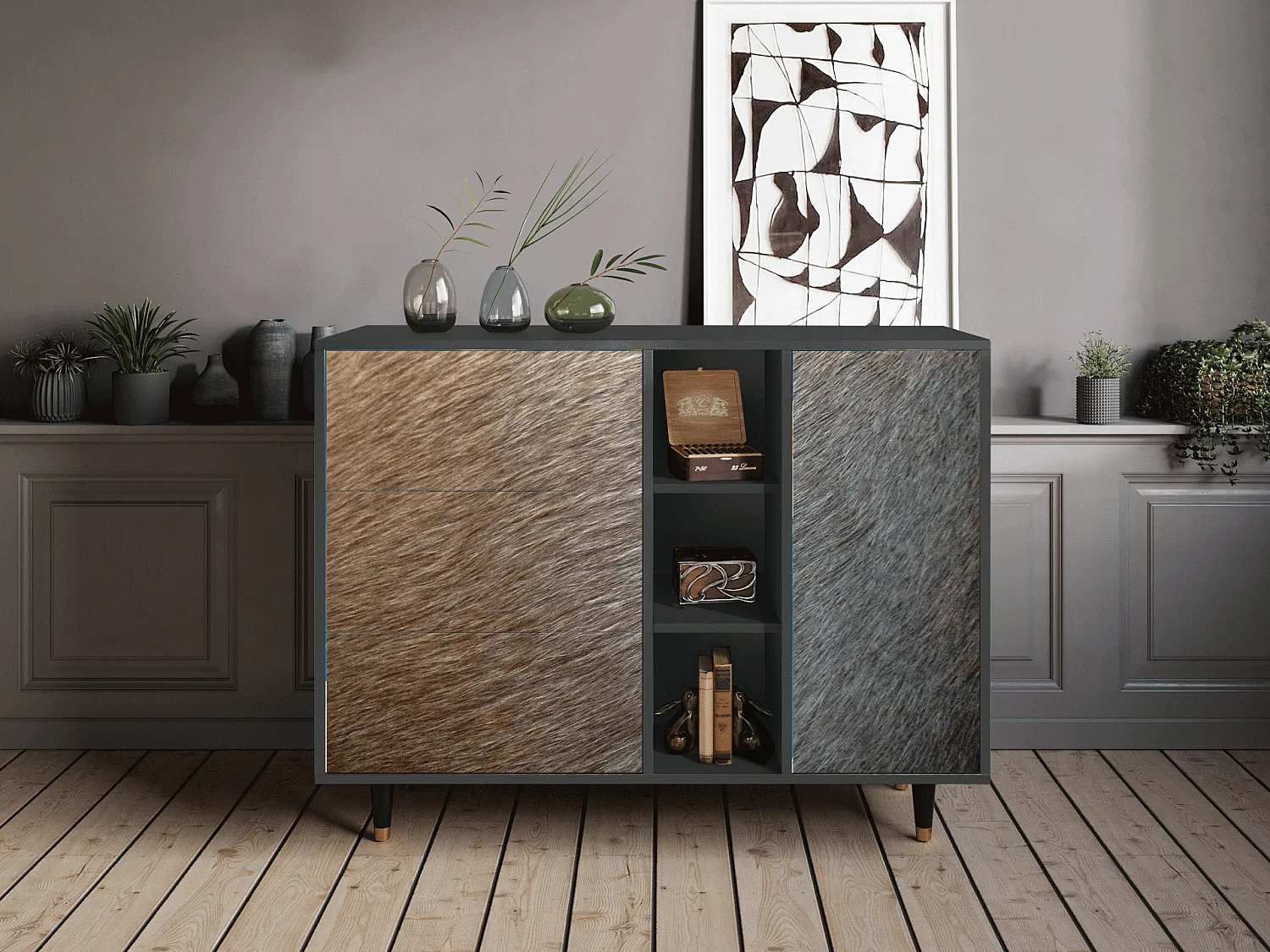Buffet - 125x98x48 cm - BS2 - Peanut Hair, Anthracite