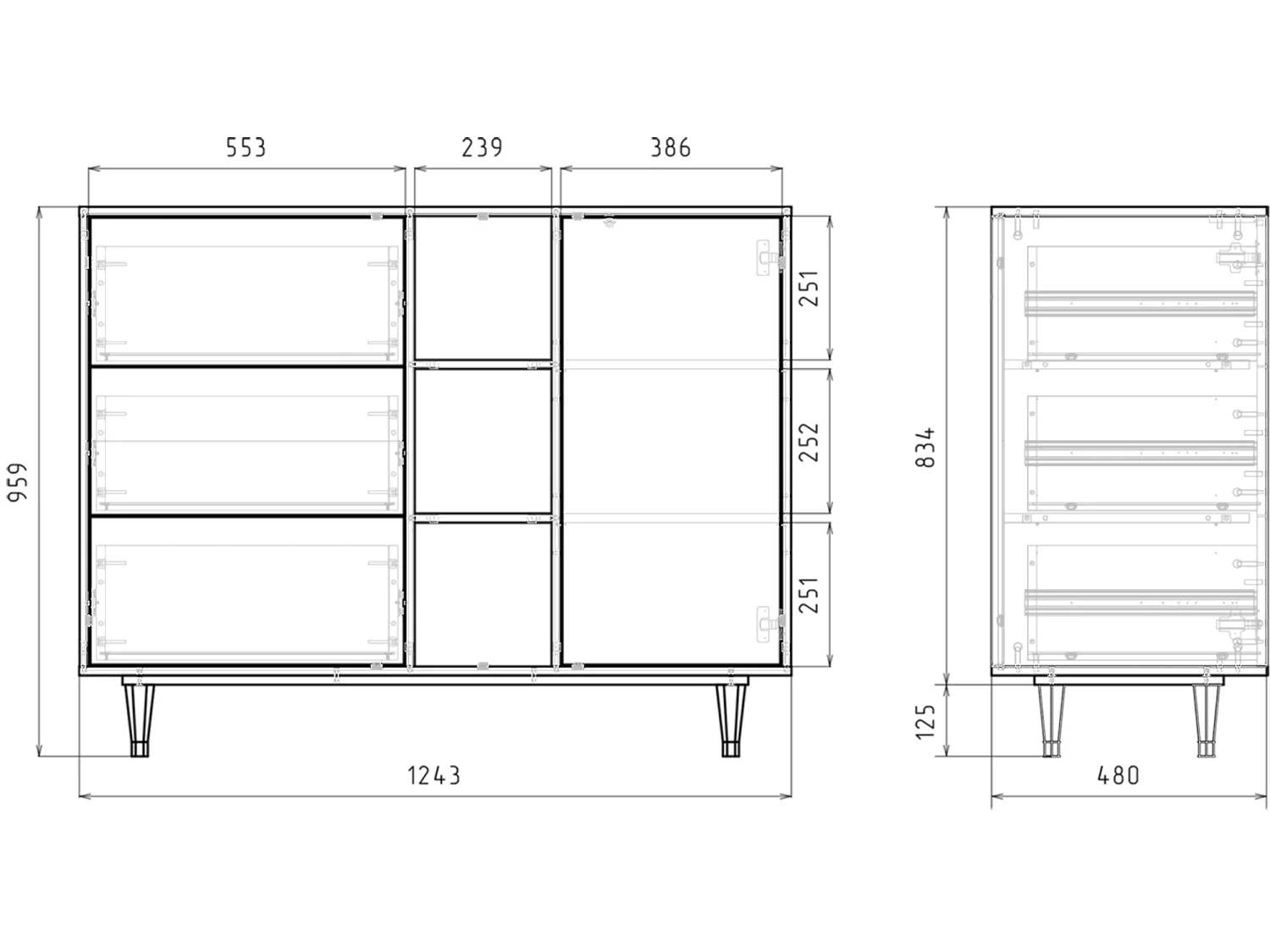 Buffet - 125x98x48 cm - BS2 - Peanut Hair, Anthracite