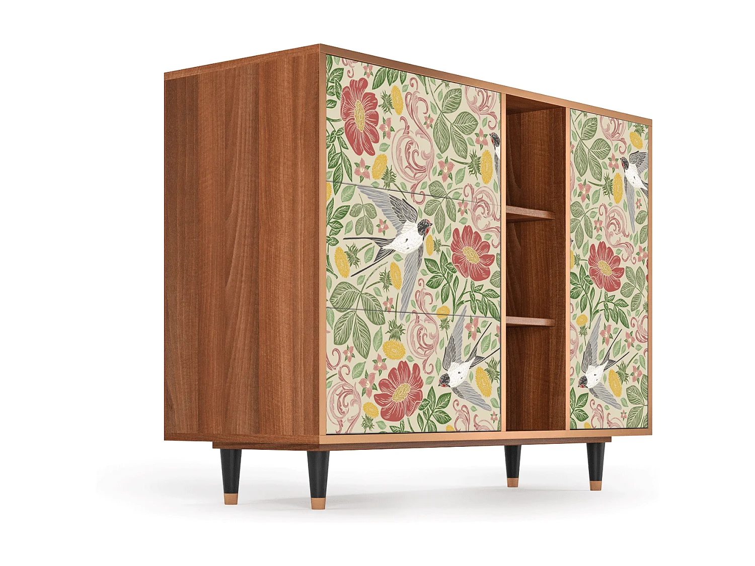 Dressoir - 125x98x48 cm - BS2 - Spring Swallow, Walnoot