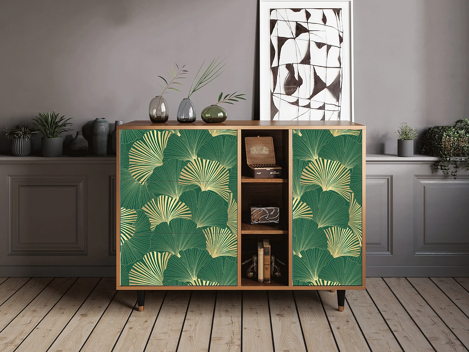 Credenza - 125x98x48 cm - BS2 - Gold Ginkgo, Noce