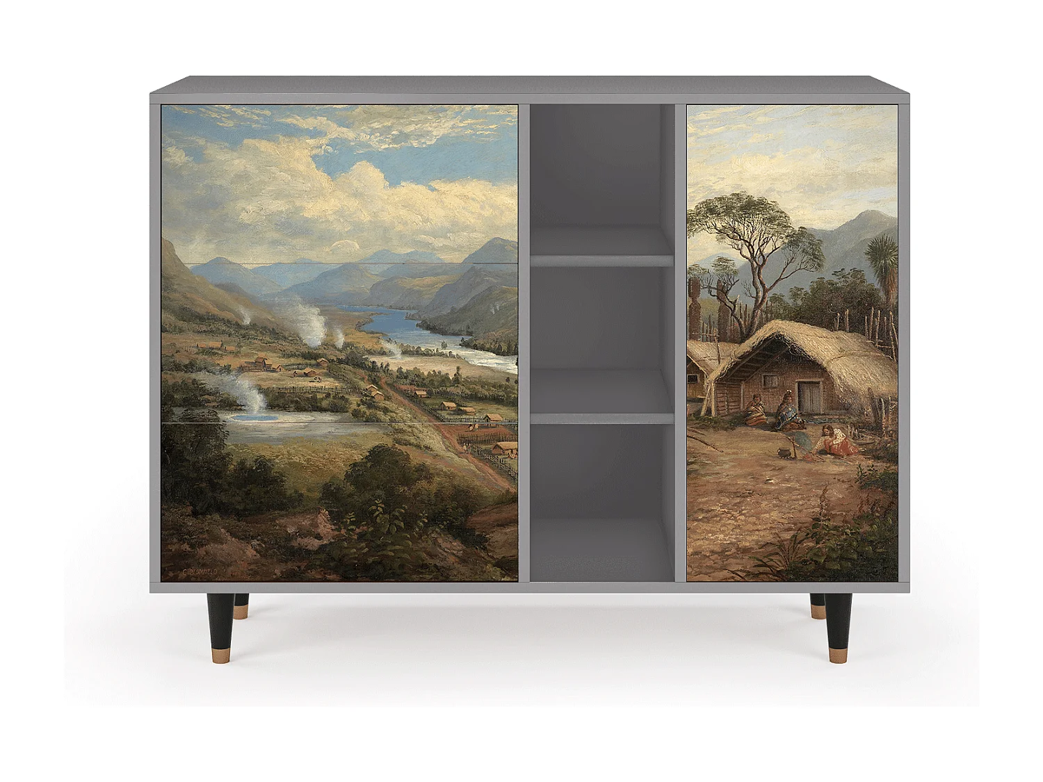 Buffet - 125x98x48 cm - BS2 - View Across the Plains , Gris