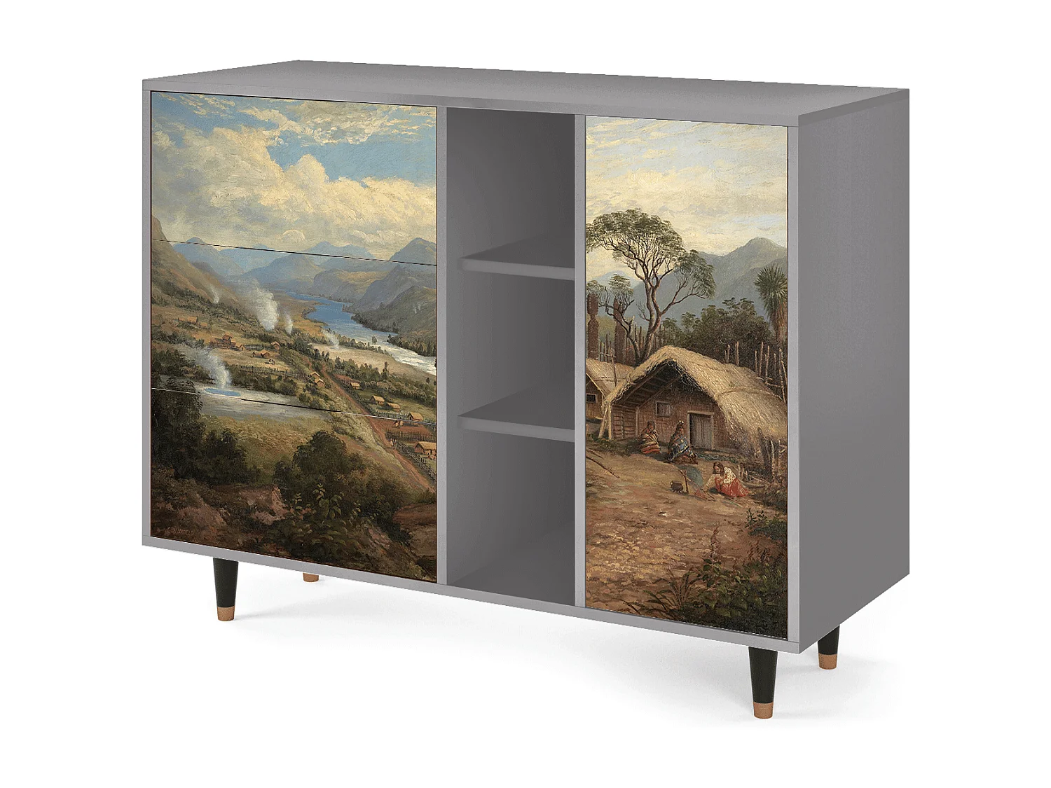 Buffet - 125x98x48 cm - BS2 - View Across the Plains , Gris