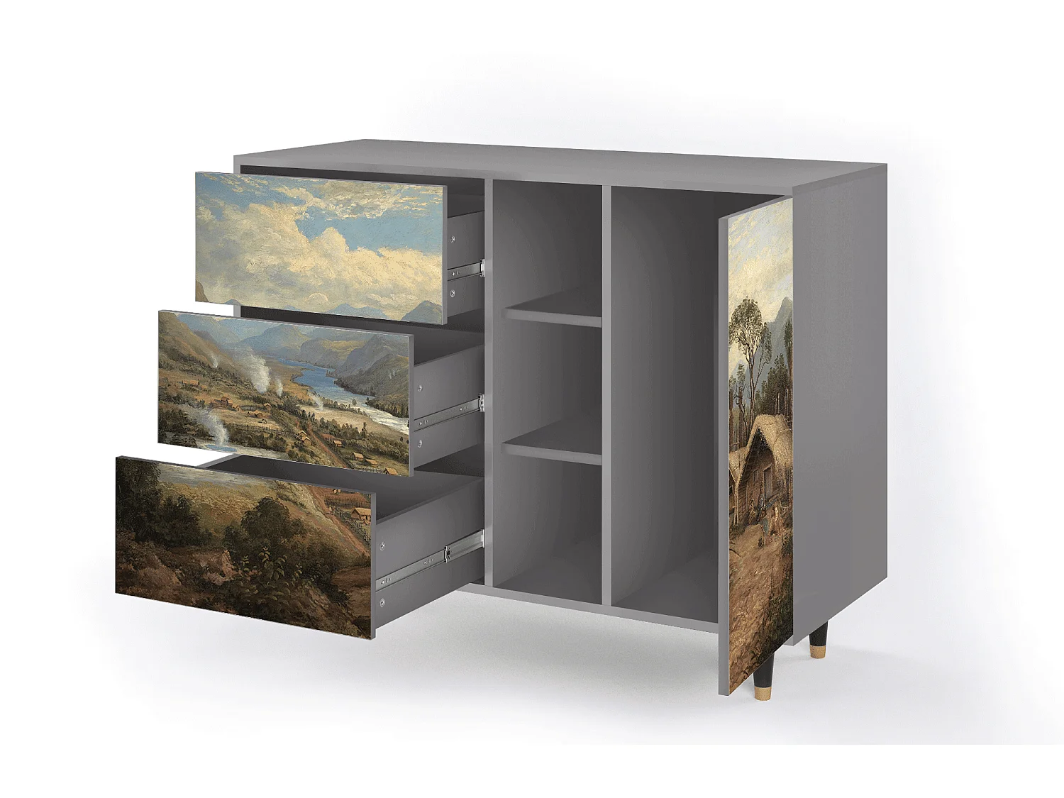 Buffet - 125x98x48 cm - BS2 - View Across the Plains , Gris