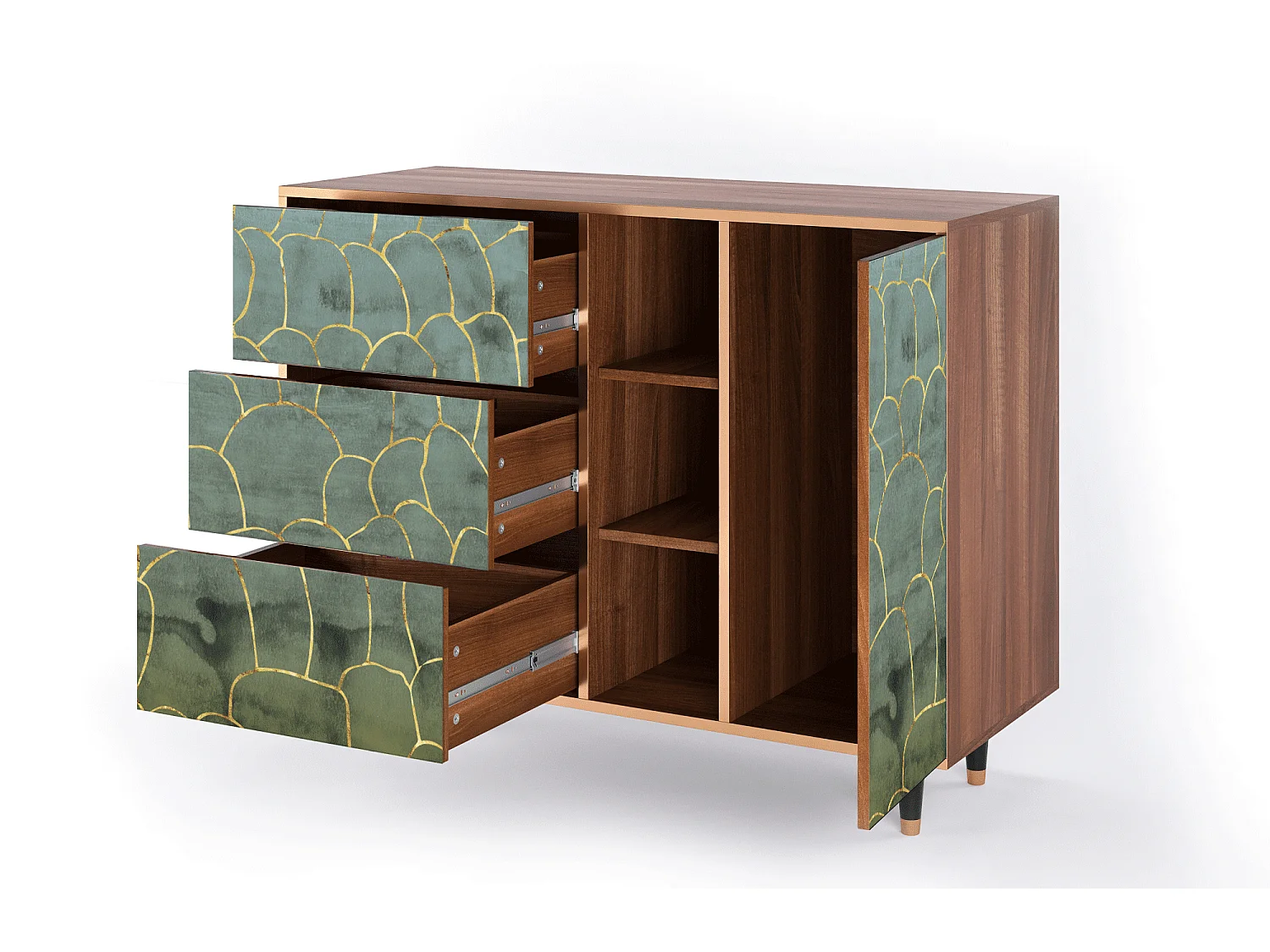 Buffet - 125x98x48 cm - BS2 - Magnificent Water Lily, Noyer