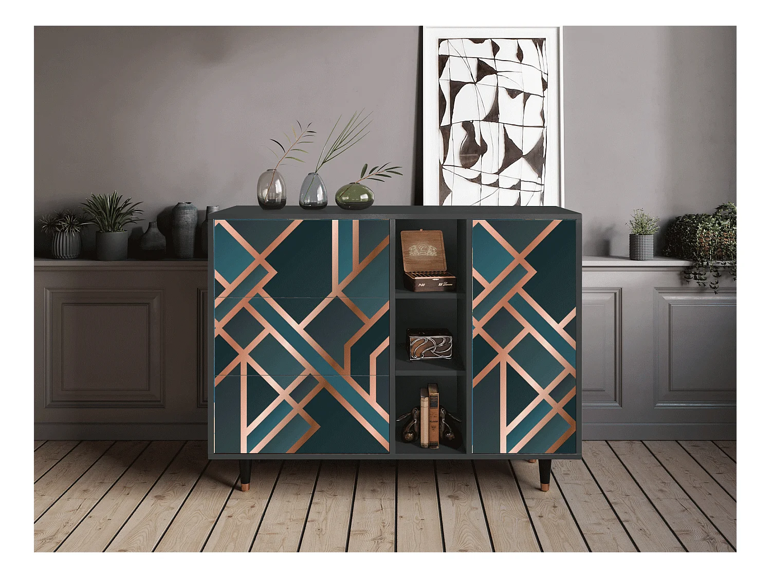 Dressoir - 125x98x48 cm - BS2 - Bronze Crossroad, Antraciet