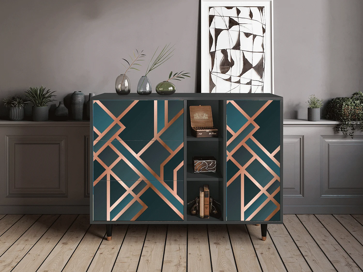 Sideboard - 125x98x48 cm - BS2 - Bronze Crossroad, Anthrazit