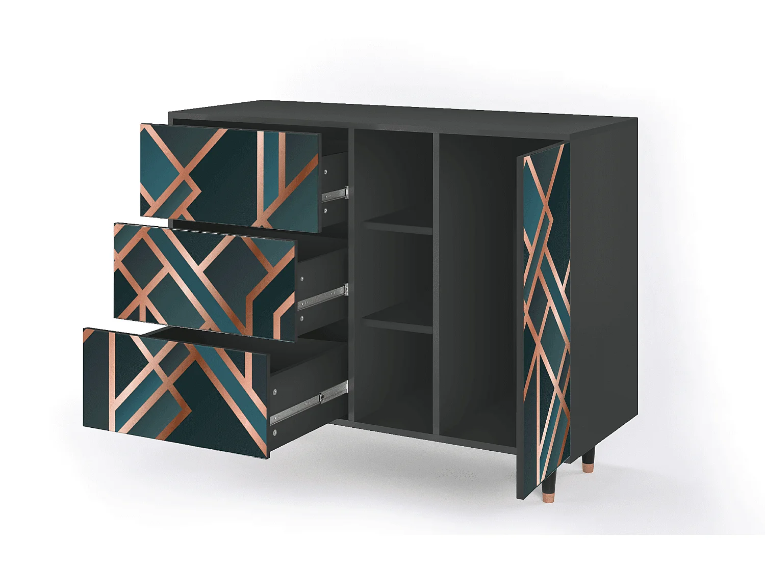 Sideboard - 125x98x48 cm - BS2 - Bronze Crossroad, Anthrazit