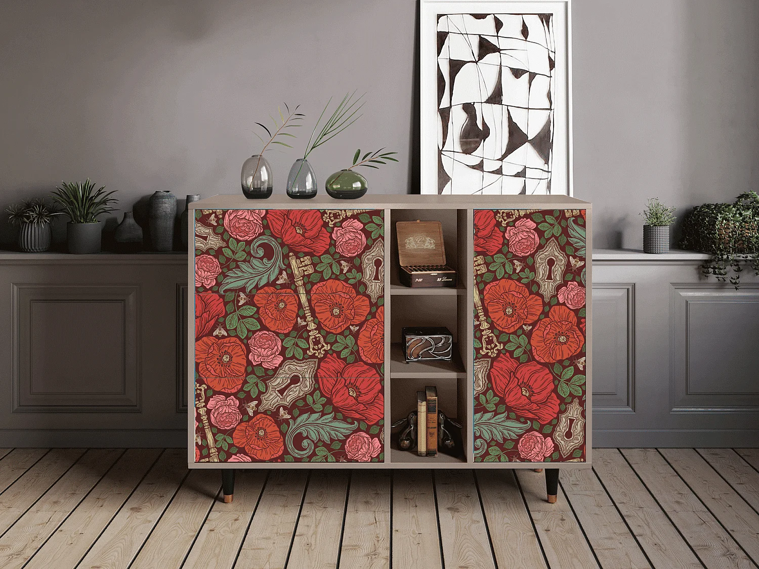 Sideboard - 125x98x48 cm - BS2 - Poppy Garden, Latte