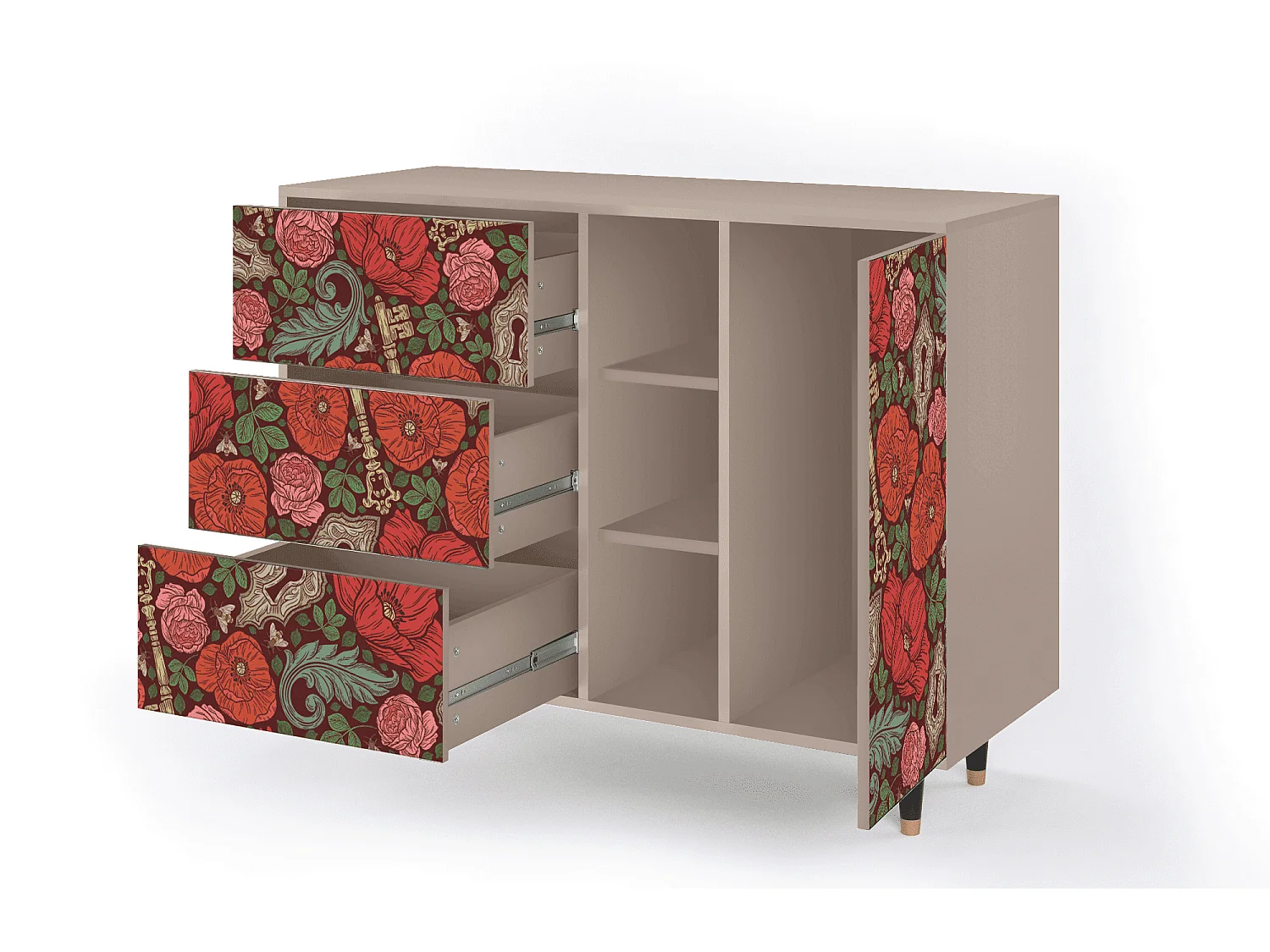 Sideboard - 125x98x48 cm - BS2 - Poppy Garden, Latte