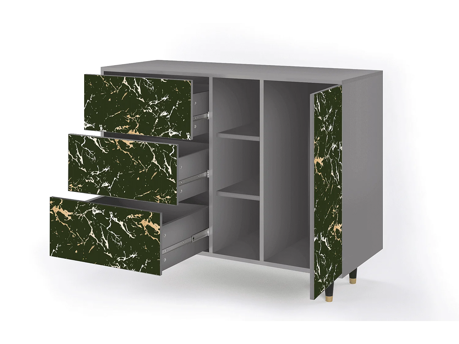Buffet - 125x98x48 cm - BS2 - Amazon Forest, Gris