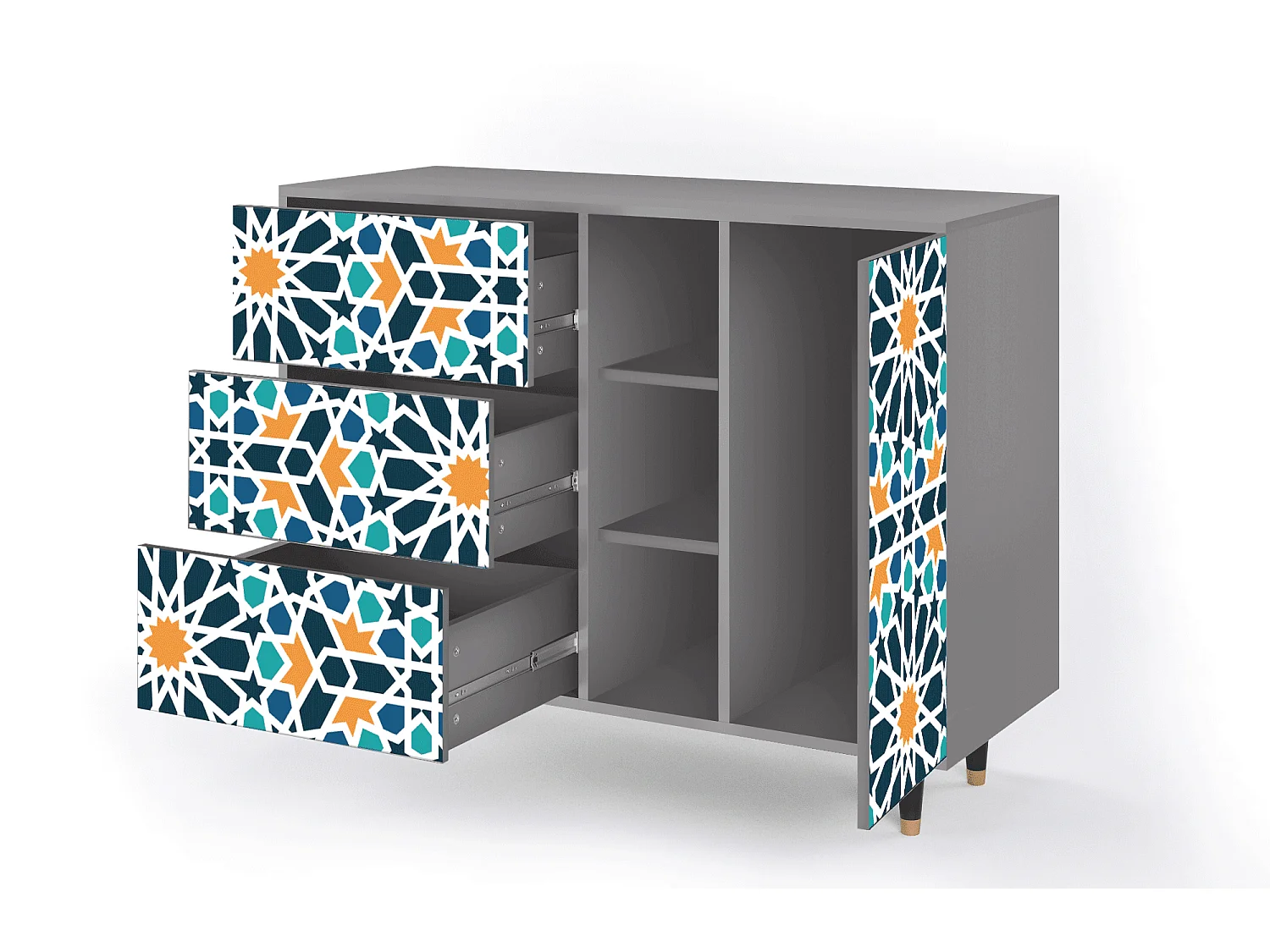 Buffet - 125x98x48 cm - BS2 - Kaleidoscope, Gris