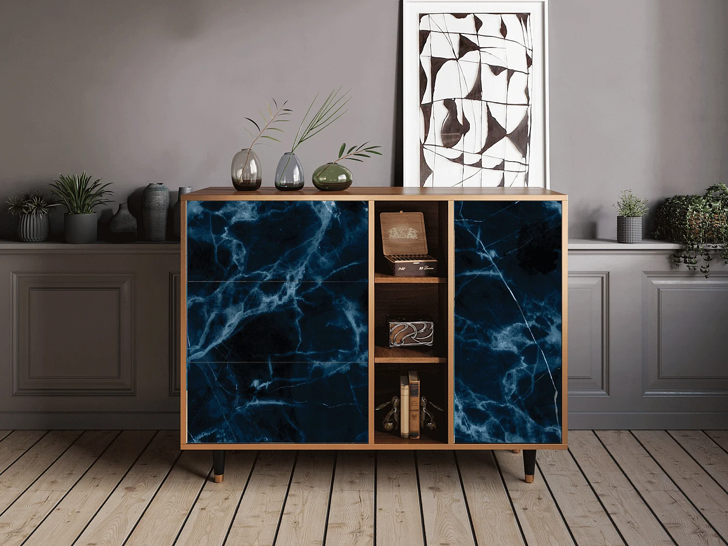 Kredens - 125x98x48 cm - BS2 - Deep Ocean, Orzech