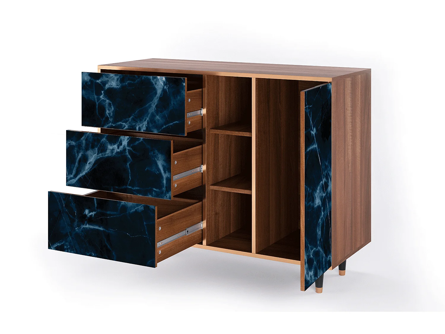 Kredens - 125x98x48 cm - BS2 - Deep Ocean, Orzech