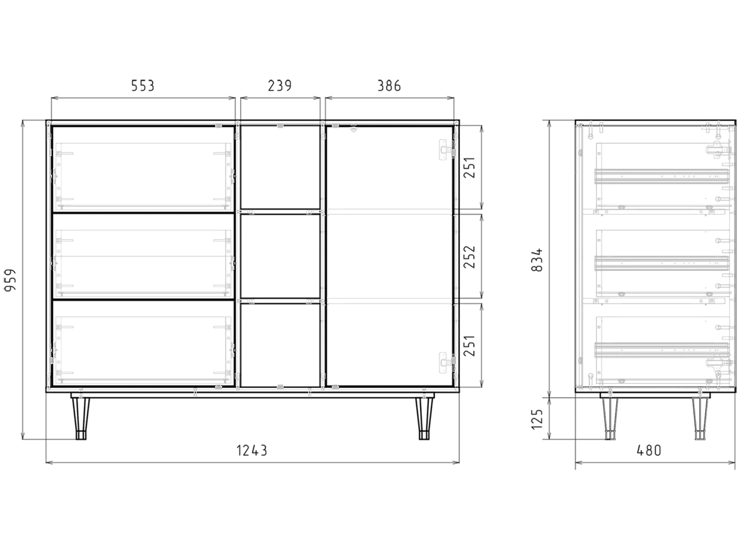 Buffet - 125x98x48 cm - BS2 - Soap Whirpool, Blanc