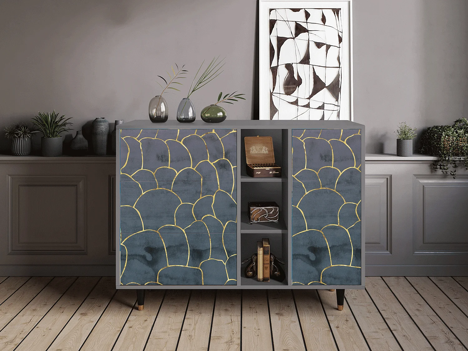 Aparador - 125x98x48 cm - BS2 - Blue Lagoon, Gris