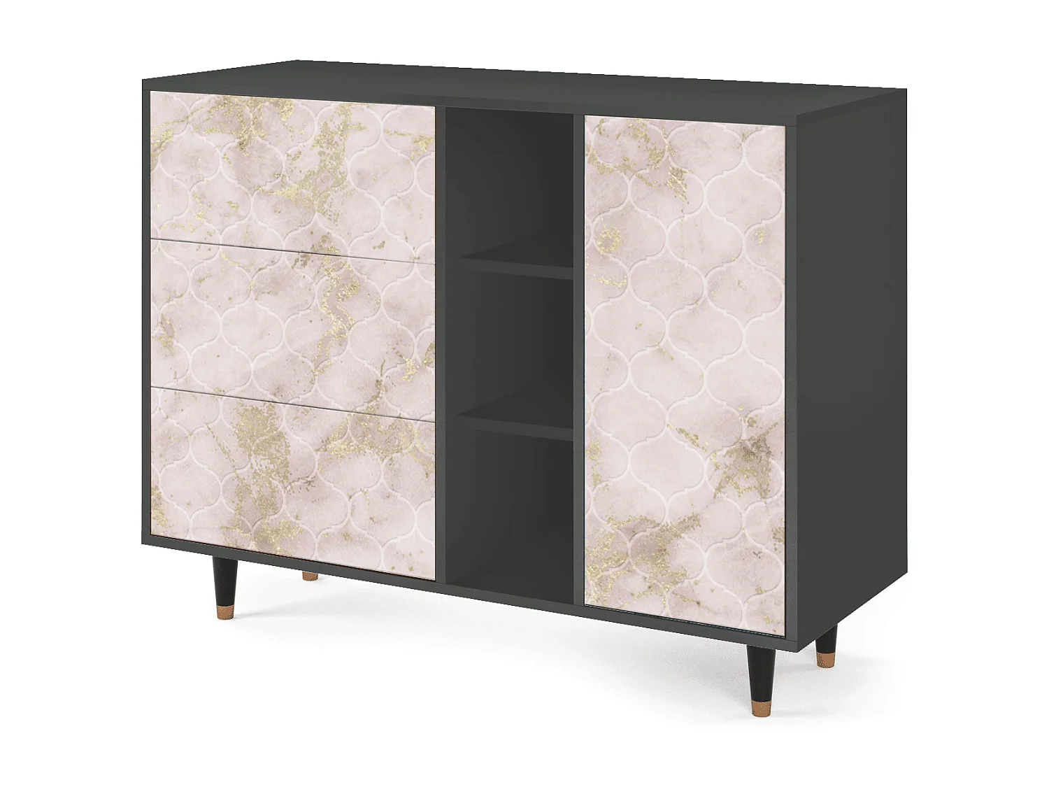 Buffet - 125x98x48 cm - BS2 - Dirty Roses, Anthracite