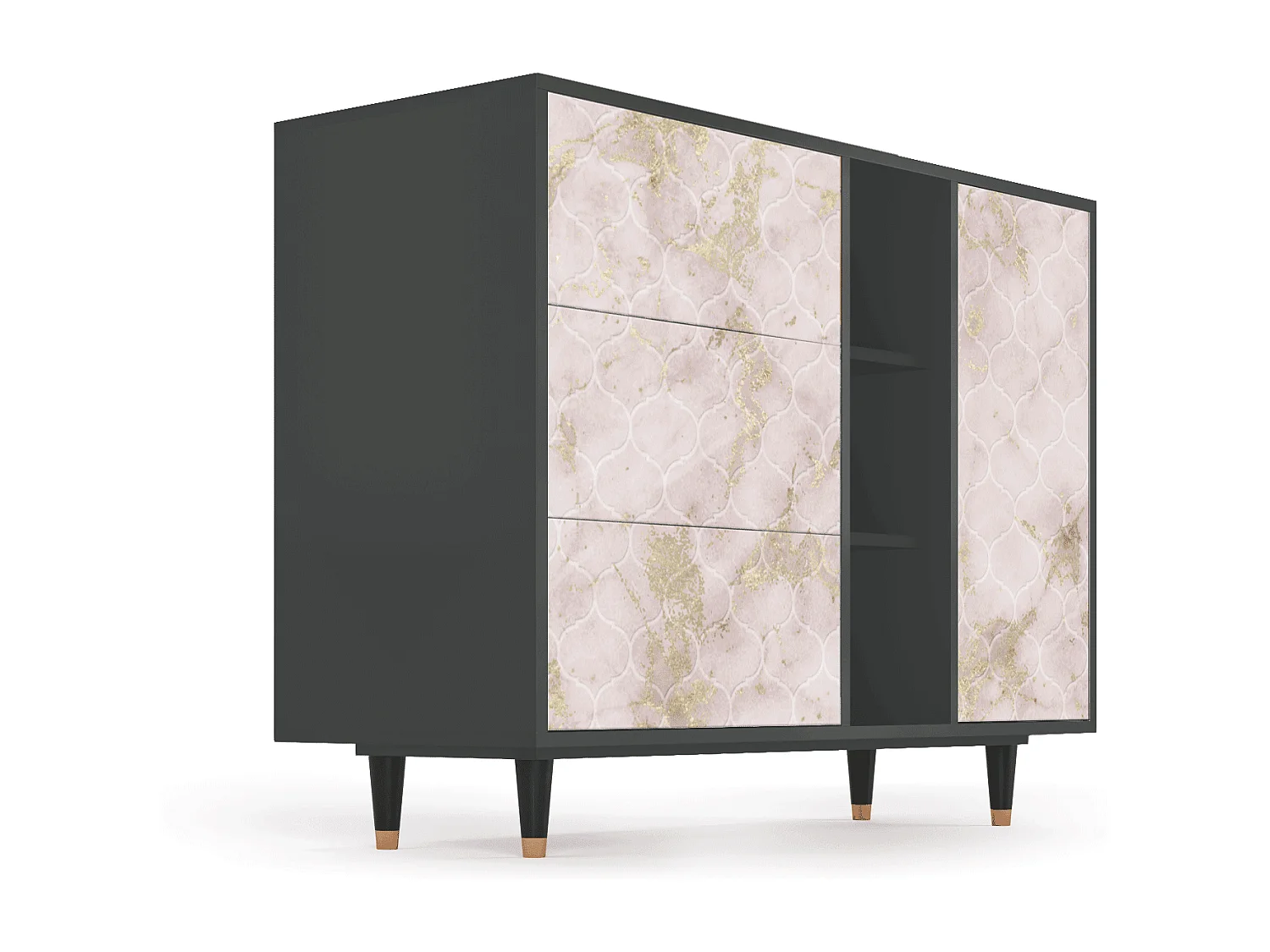 Buffet - 125x98x48 cm - BS2 - Dirty Roses, Anthracite