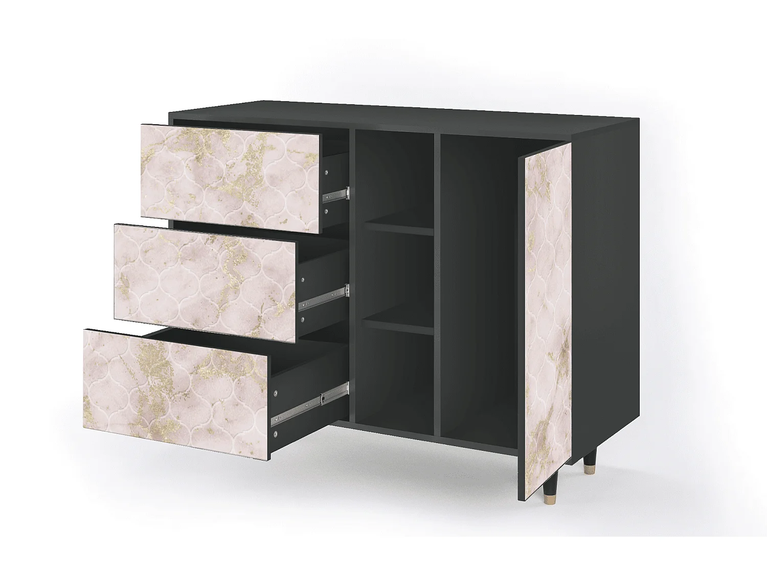 Buffet - 125x98x48 cm - BS2 - Dirty Roses, Anthracite