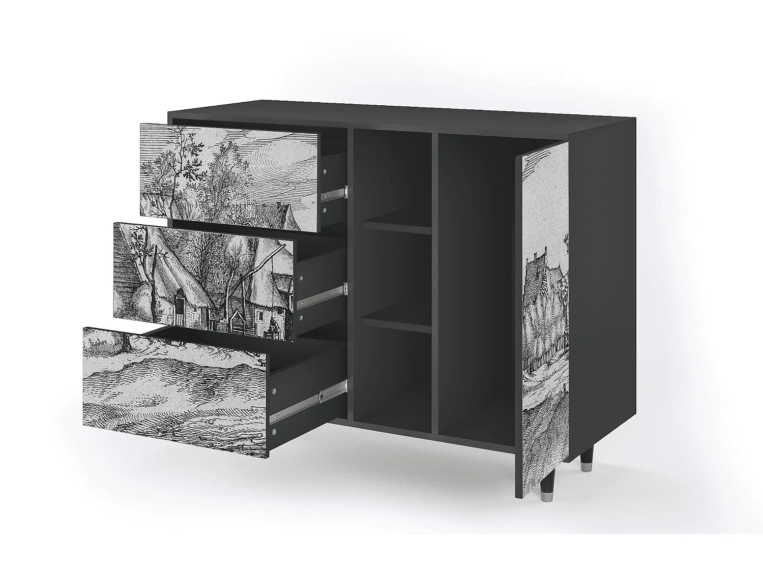 Aparador - 125x98x48 cm - BS2 - Farms in a Village, Antracita
