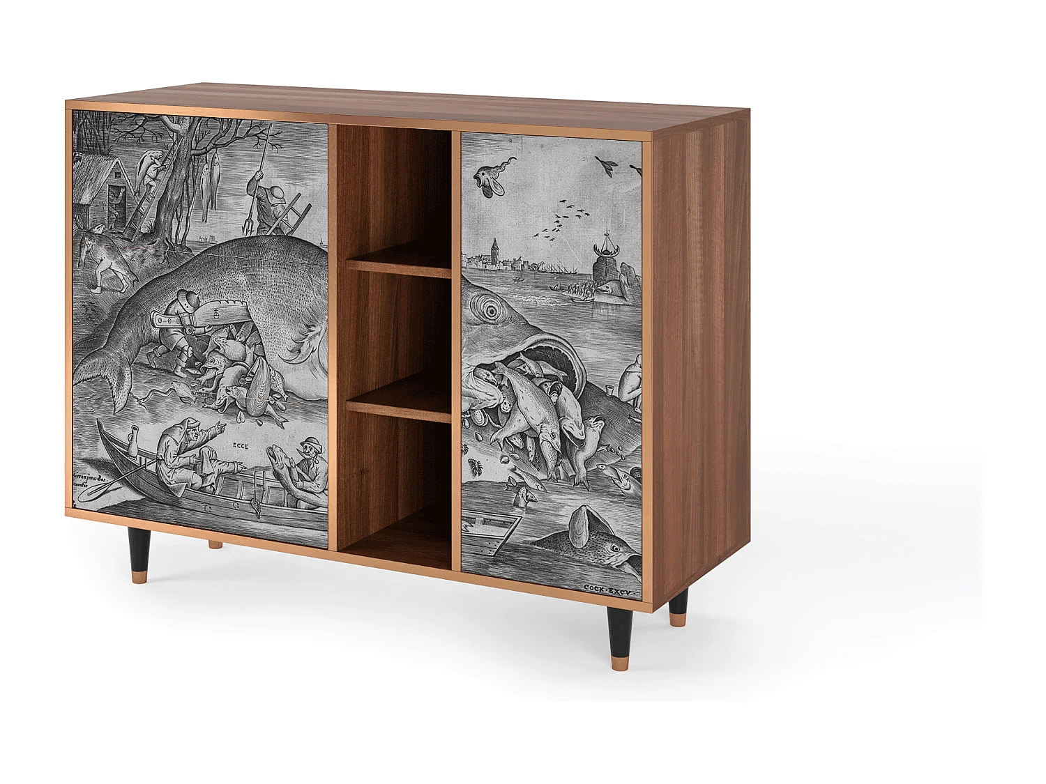 Kredens - 125x98x48 cm - BS2 - Big Fish Eat Little, Orzech