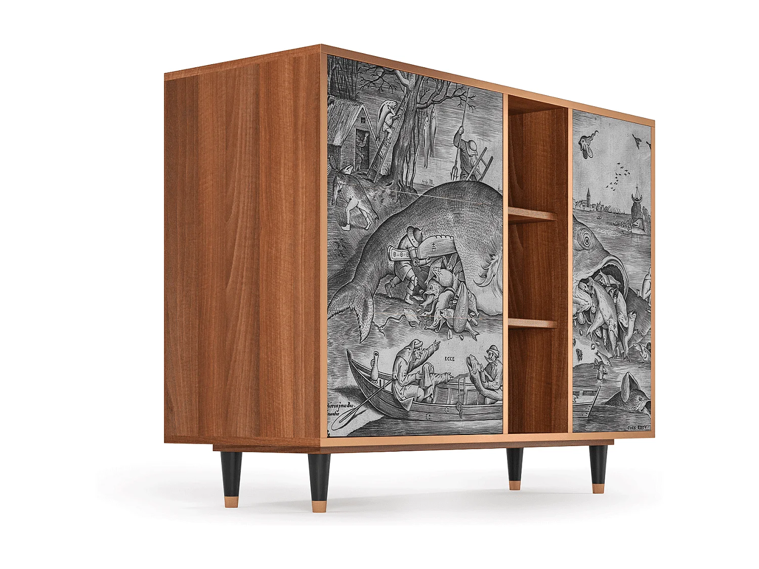 Kredens - 125x98x48 cm - BS2 - Big Fish Eat Little, Orzech