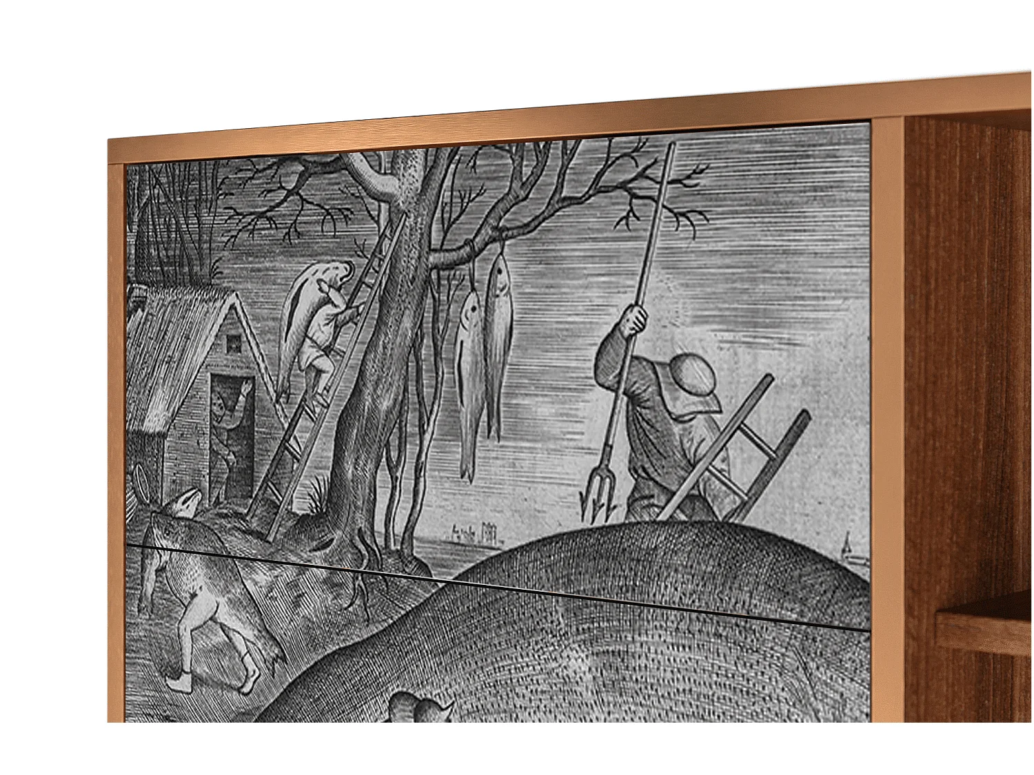 Kredens - 125x98x48 cm - BS2 - Big Fish Eat Little, Orzech