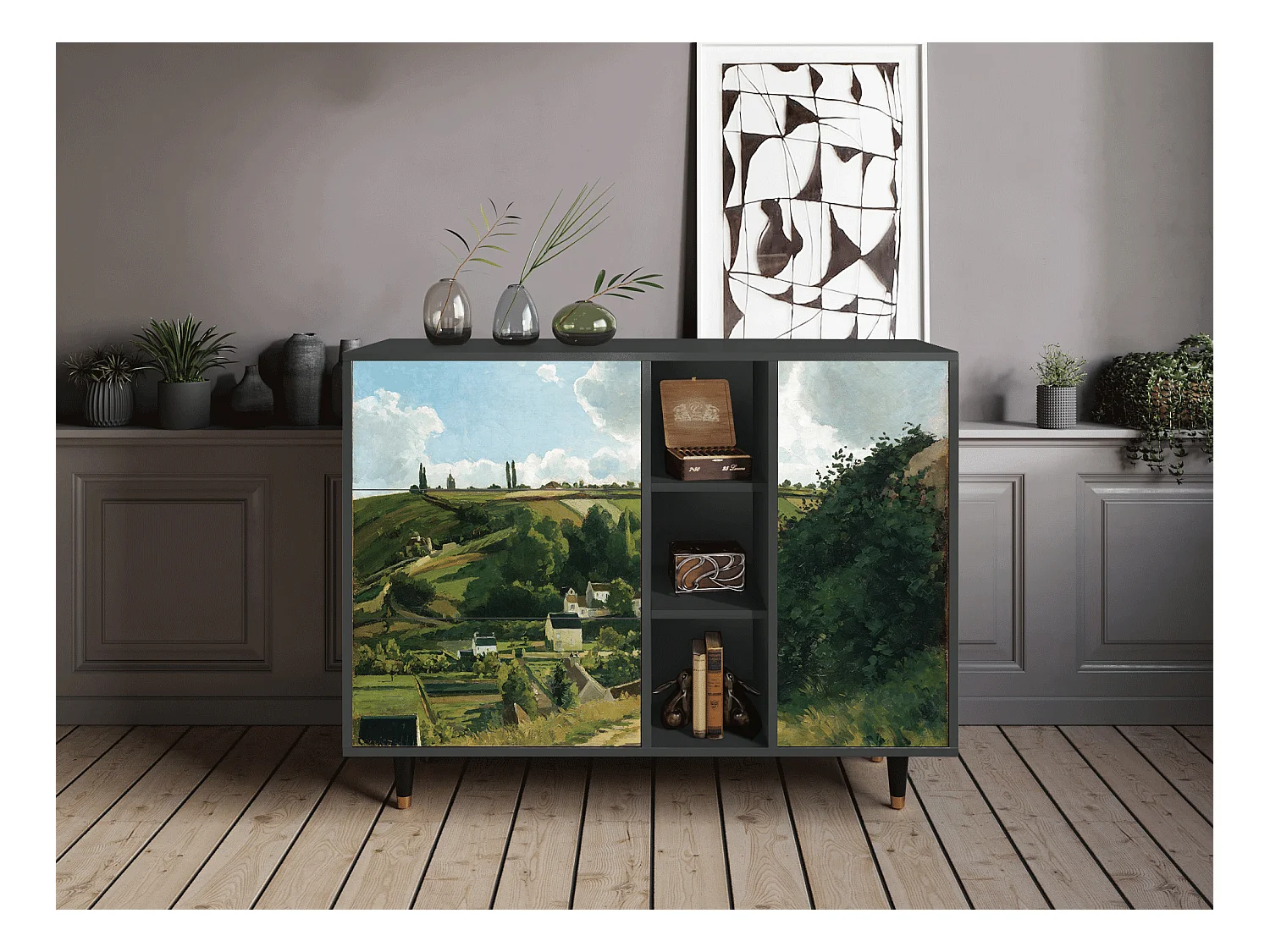 Kredens - 125x98x48 cm - BS2 - Jalais Hill by Pissarro, Antracyt