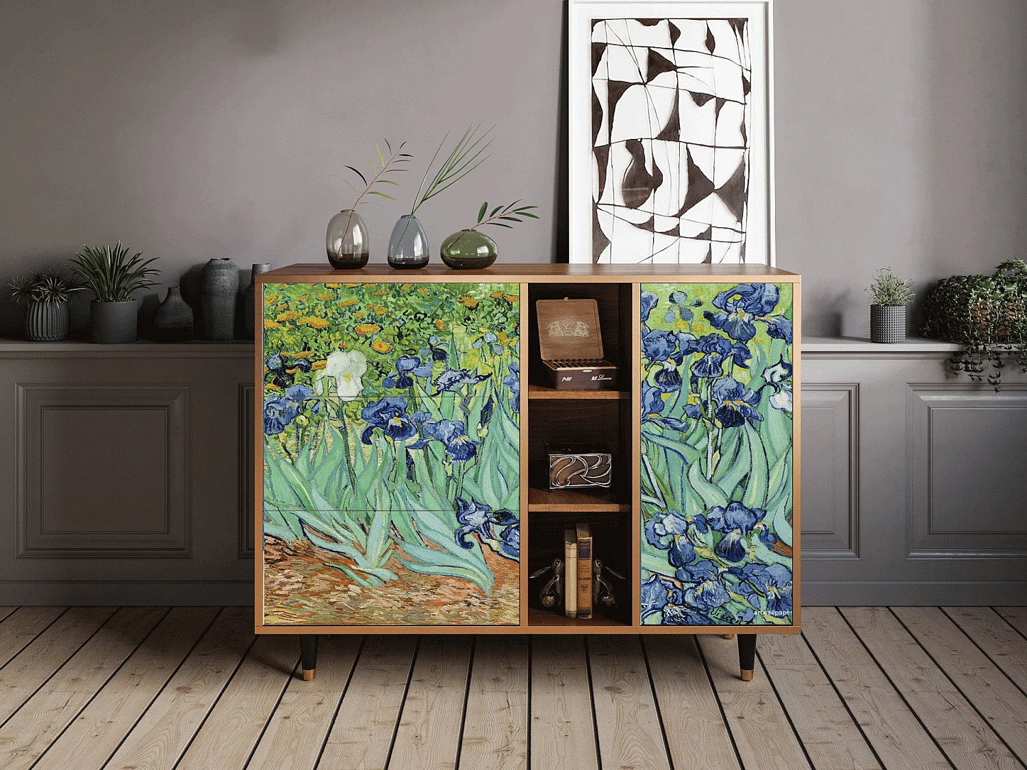 Buffet - 125x98x48 cm - BS2 - Irises , Noyer