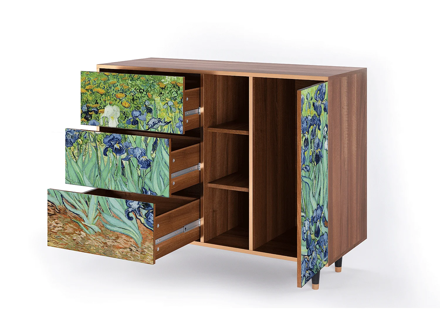 Buffet - 125x98x48 cm - BS2 - Irises , Noyer