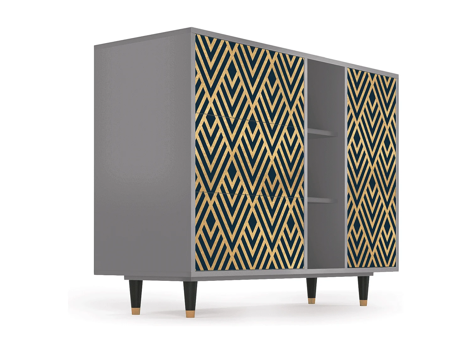 Buffet - 125x98x48 cm - BS2 - Egypt Triangles, Gris