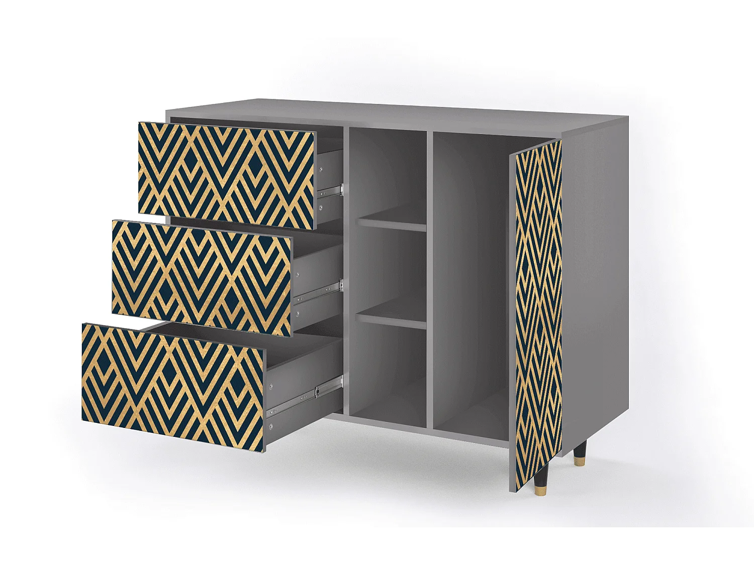 Buffet - 125x98x48 cm - BS2 - Egypt Triangles, Gris