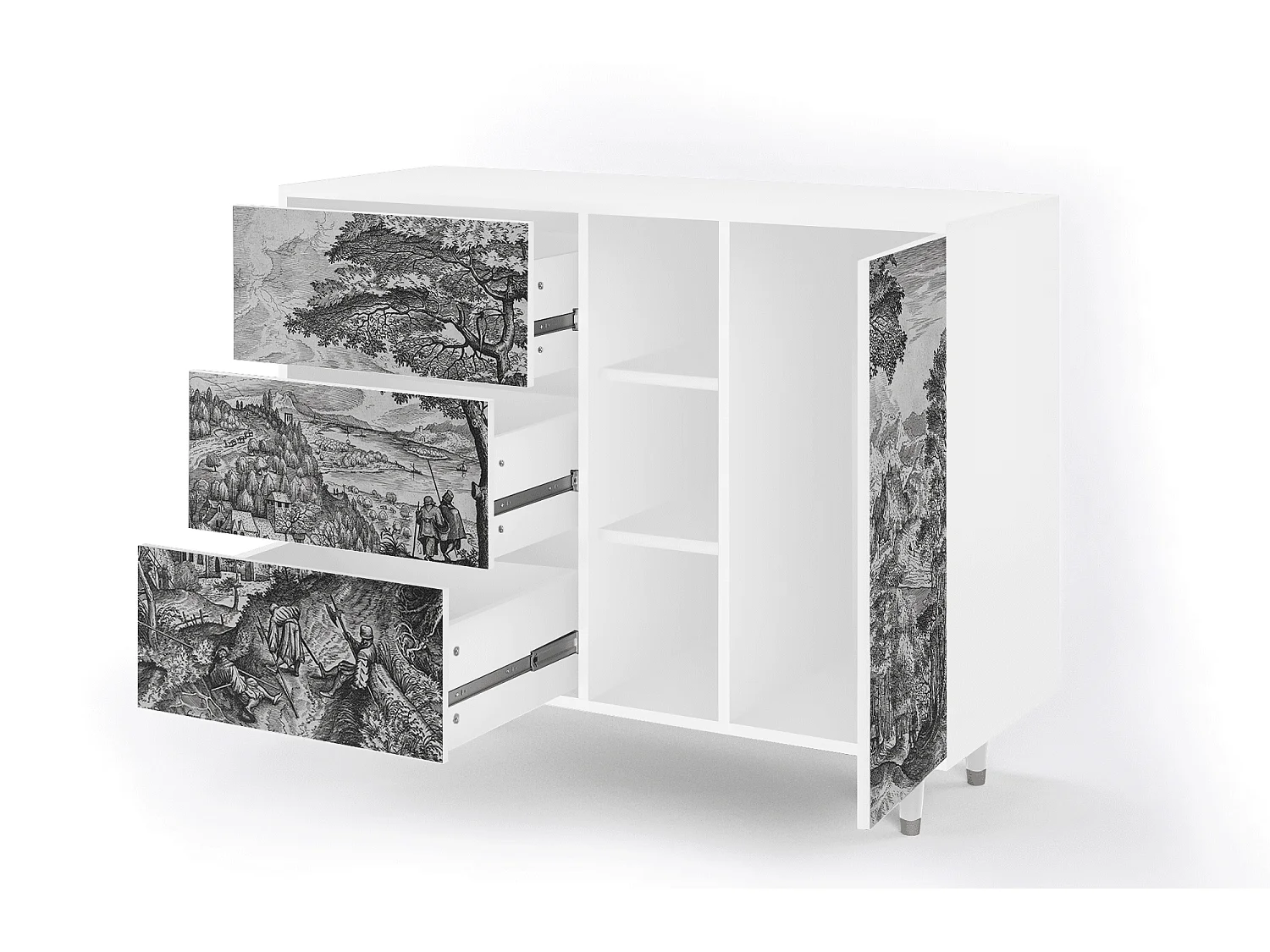 Credenza - 125x98x48 cm - BS2 - Milites Requiescentes, Bianco